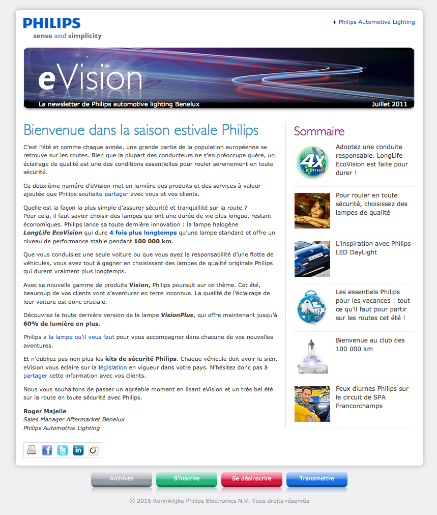 eVision - Philips automotive lighting trade e-newsletter - French version